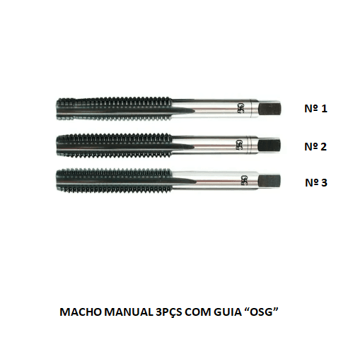 MACHO MANUAL M08.0 X 1.25 3PCS C/ GUIA OX OSG
