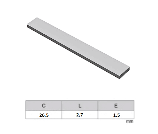 PASTILHA DE VIDEA SOLDAVEL - STB 13 - 26.5 X 2.7 X 1.5