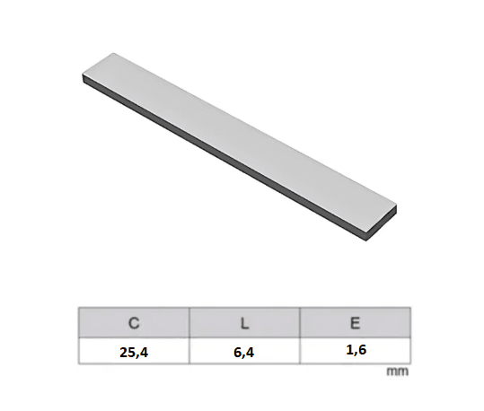 PASTILHA DE VIDEA SOLDAVEL - STB 28A - 25.4 X 6.4 X 1.6