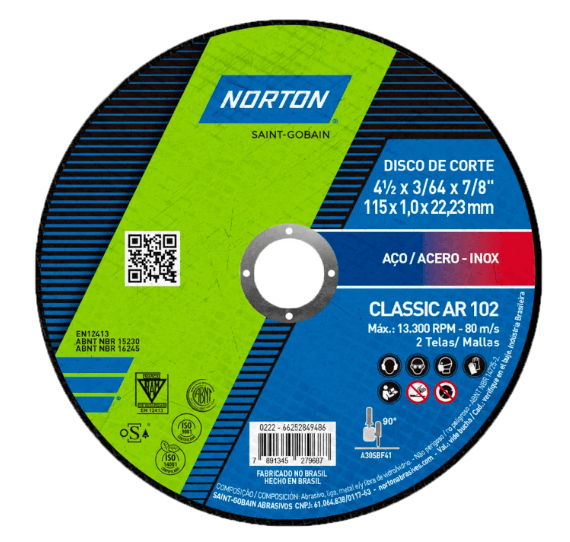 DISCO DE CORTE 04.1/2" 115X1.0X22.23 AR102