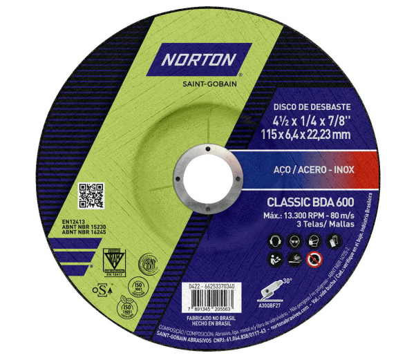 DISCO DE DESBASTE 04.1/2" BDA600 NORTON CLASSIC***