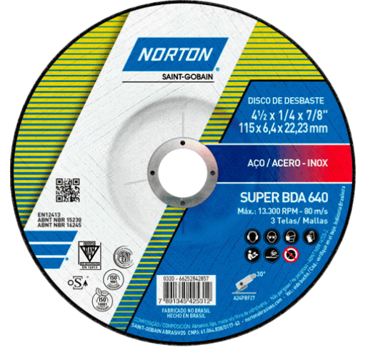 DISCO DE DESBASTE 04.1/2" BDA640 NORTON INDUSTRIAL