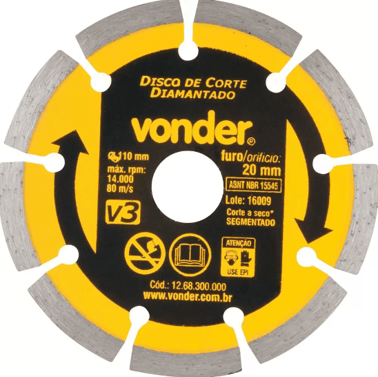 DISCO DIAMANTADO CONTINUO 110MM X 20MM - V3