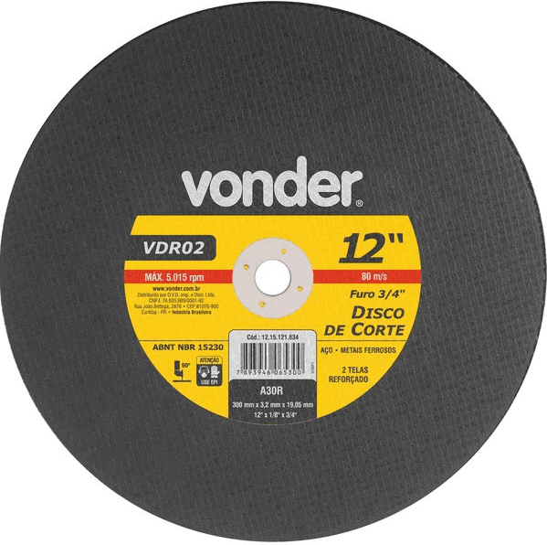 DISCO DE CORTE 12" 300X3.2X19.10 VDR02*