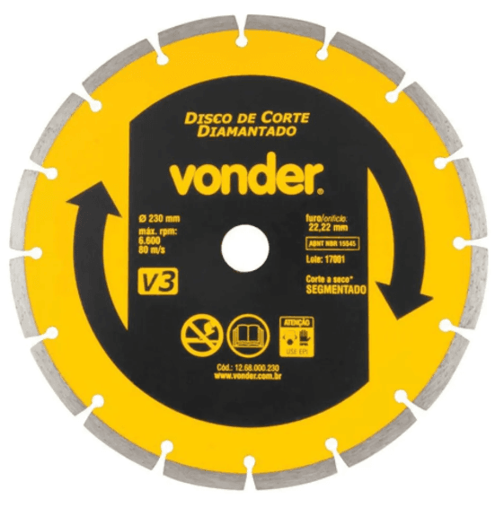 DISCO DIAM SEGMENTADO V3 230X22MM C/ANEL 20MM