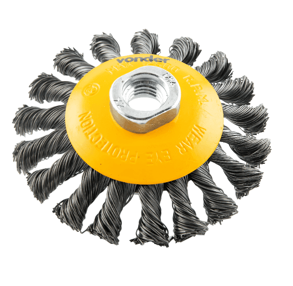 ESCOVA CIRCULAR ACO CONICA 4.1/2" M14 TORCIDA