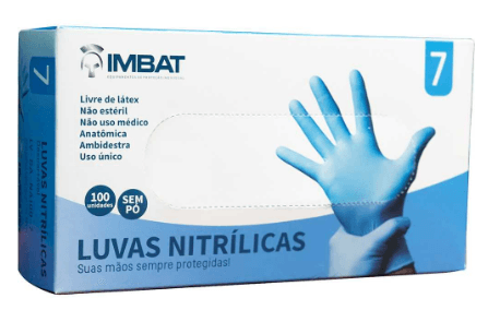 LUVA NITRILICA AZUL CX100 DESCARTAVEL IMBAT