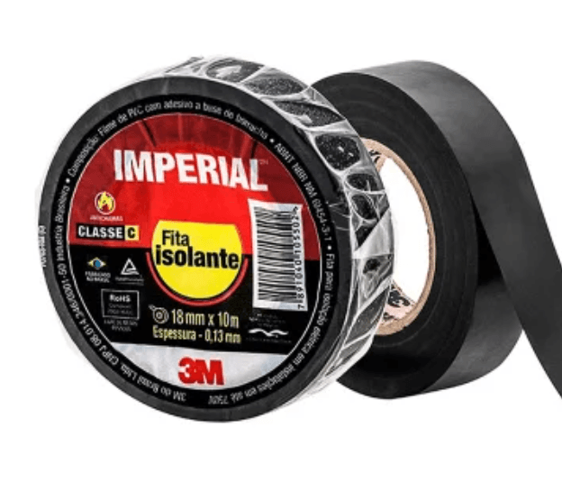 FITA ISOLANTE 18 X 10 - 90ºC 750V PRETA 3M