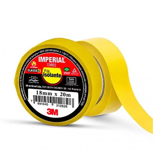 FITA ISOLANTE 18 X 20 - 90ºC 750V AMARELA 3M