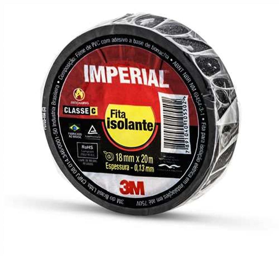 FITA ISOLANTE 18 X 20 - 90ºC 750V PRETA 3M