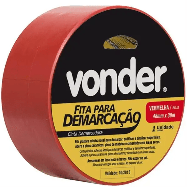 FITA ADESIVA 48 X 30 DEMARCACAO VERMELHA