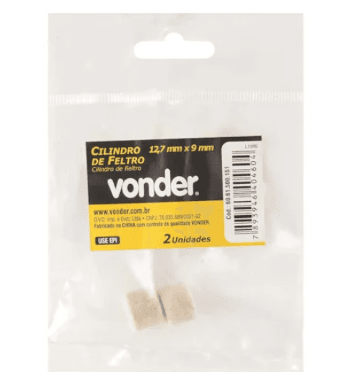 CILINDRO DE FELTRO 12.7X9MM C/2 VONDER