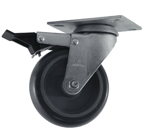 RODIZIO 4" GIRA PLACA PVC FREIO 65KG - GLPF 412 BP