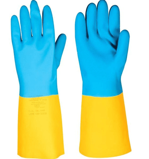 LUVA NEOPRENE/ LATEX AZUL/AMARELO T08 - M - CA: 36.449