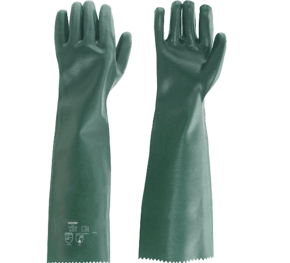 LUVA PVC LISA VERDE COM FORRO T09.5 - 65CM - CA: 41.460