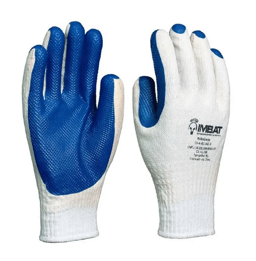 LUVA DE MALHA C/ LATEX T09G AZUL - CA: 41.736