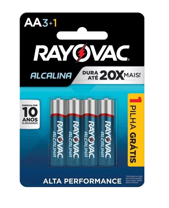 PILHA ALCALINA AA C/4 - PEQUENA RAYOVAC