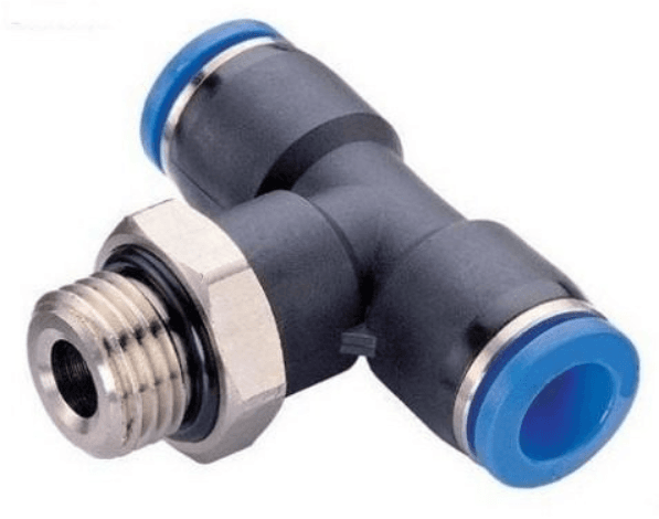 CONEXAO "T" 1/8MX08MM - CENTRAL ROSCA 1/8 MACHO TUBO 08MM