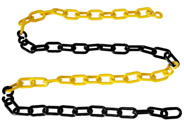 CORRENTE ELO PEQUENO PRETA/AMARELA PLASTICO 6MM